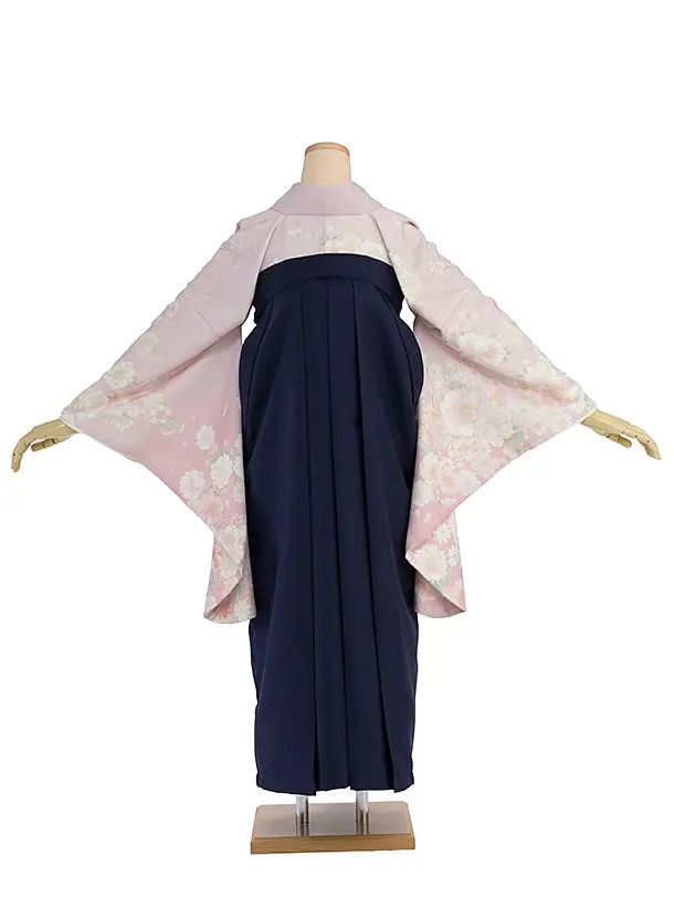 先生,教員向け袴レンタル 1367 くすみピンクぼかし 桜／紺袴
