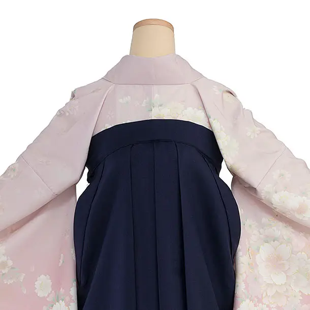先生,教員向け袴レンタル 1367 くすみピンクぼかし 桜／紺袴