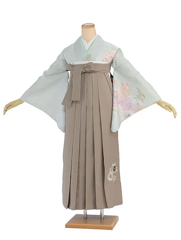 先生,教員向け袴レンタル 1369 淡渋水色 花七宝／ベージュ 花七宝袴