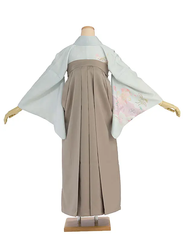 先生,教員向け袴レンタル 1369 淡渋水色 花七宝／ベージュ 花七宝袴