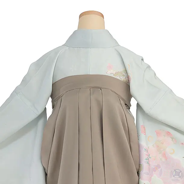 先生,教員向け袴レンタル 1369 淡渋水色 花七宝／ベージュ 花七宝袴