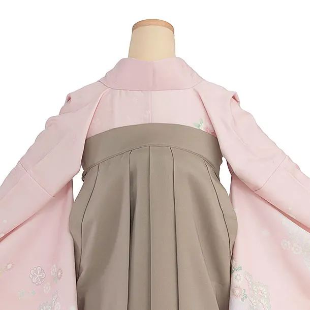 先生,教員向け袴レンタル 1370 ピンク 華瑞祥／ベージュ 花七宝袴