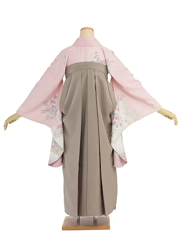 先生,教員向け袴レンタル 1373 ピンク 四季花／ベージュ 花七宝袴