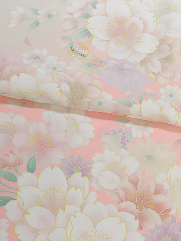 先生,教員向け袴レンタル 1376 ベージュピンクぼかし 桜／ベージュ 桜刺繍袴