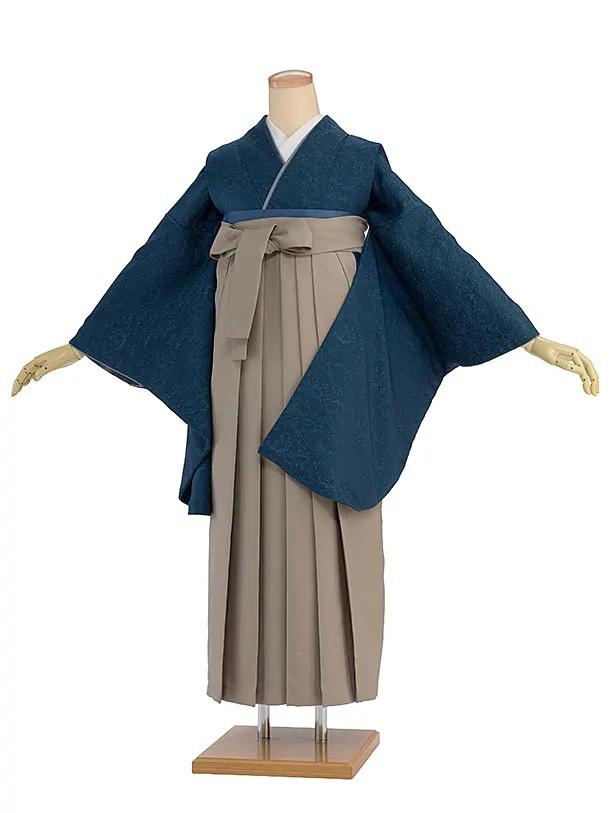 先生,教員向け袴レンタル 1381 藍色／ベージュ袴