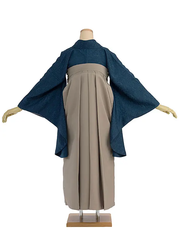 先生,教員向け袴レンタル 1381 藍色／ベージュ袴