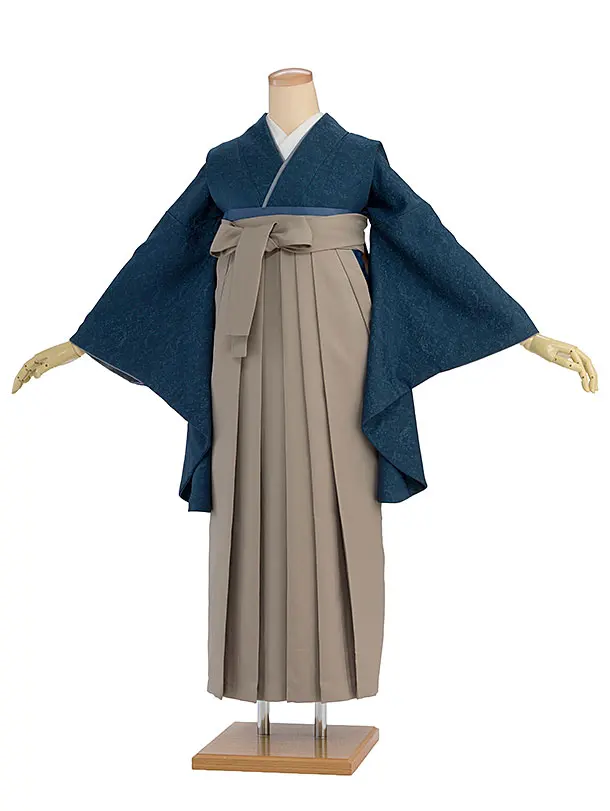 先生,教員向け袴レンタル 1382 藍色／ベージュ袴