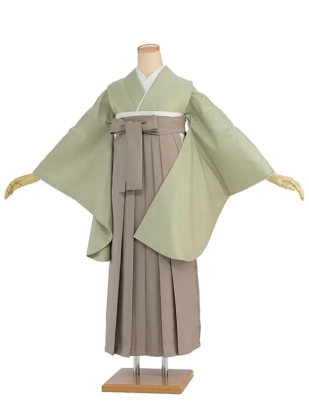 先生,教員向け袴レンタル 1383 薄黄緑／ベージュ袴