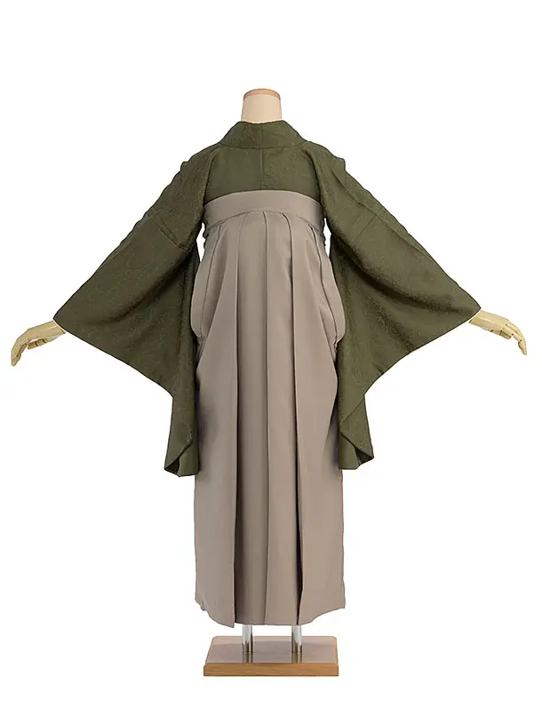 先生,教員向け袴レンタル 1386 モスグリーン／ベージュ袴