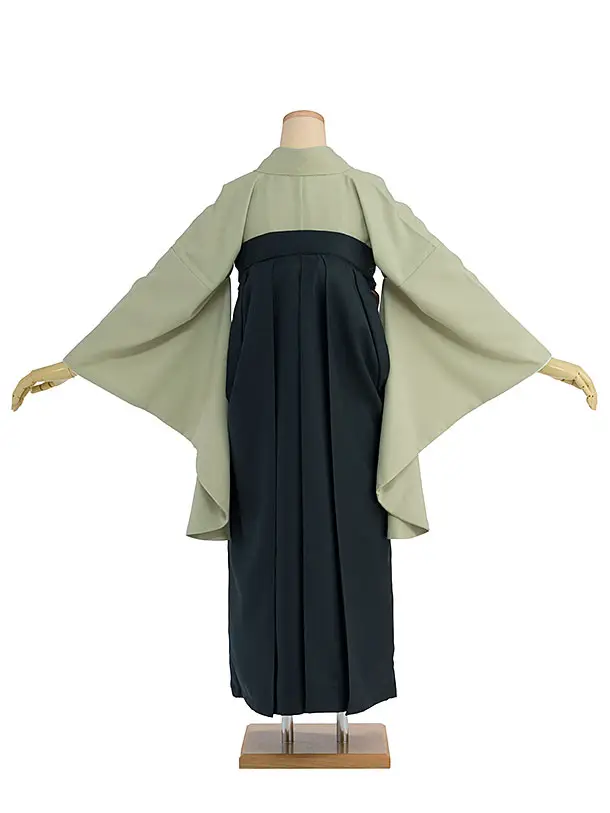 先生,教員向け袴レンタル 1389 薄黄緑／深緑袴