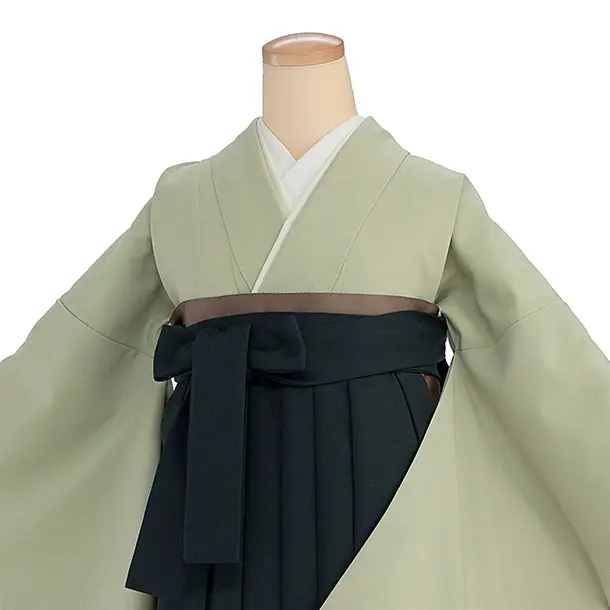 先生,教員向け袴レンタル 1390 薄黄緑／深緑袴