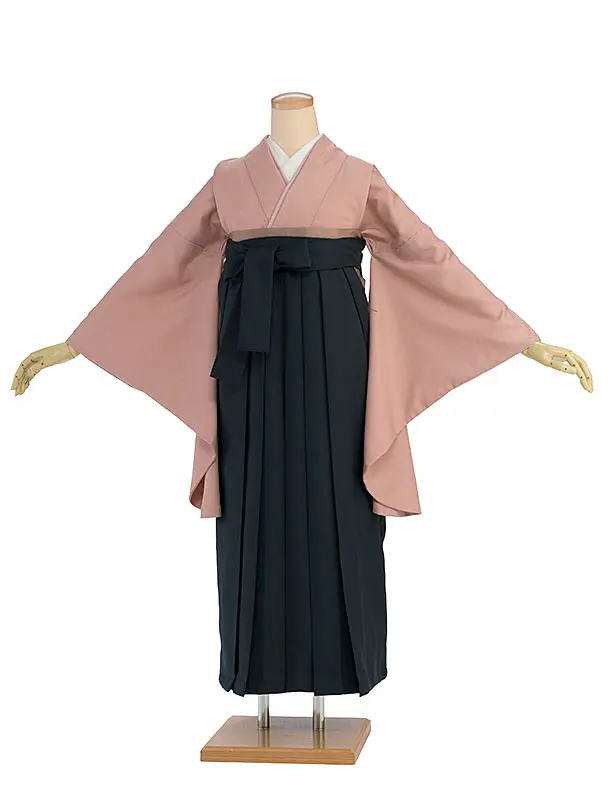 先生,教員向け袴レンタル 1391 くすみピンク／深緑袴