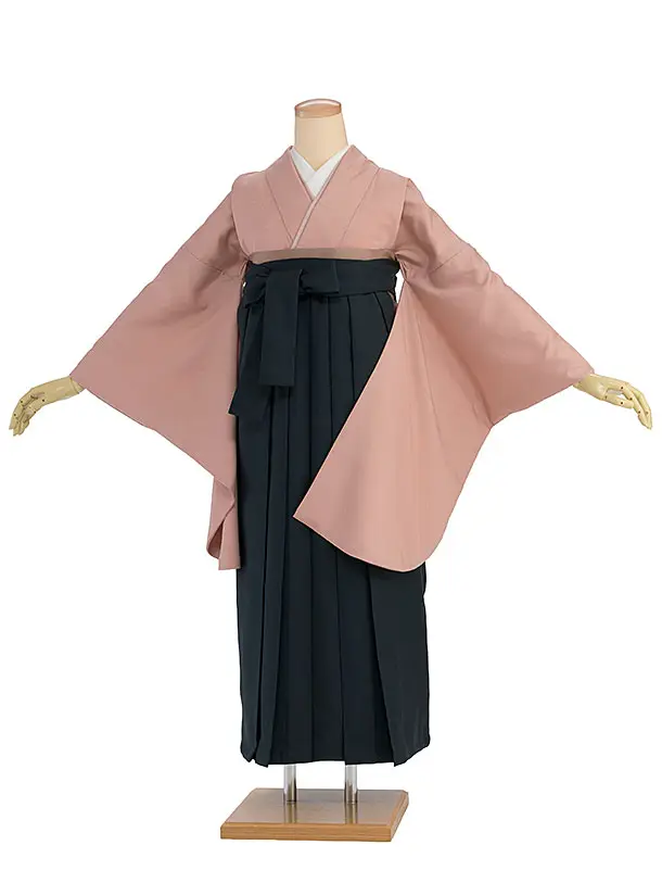 先生,教員向け袴レンタル 1392 くすみピンク／深緑袴