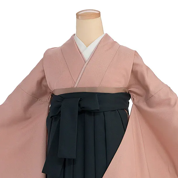先生,教員向け袴レンタル 1392 くすみピンク／深緑袴
