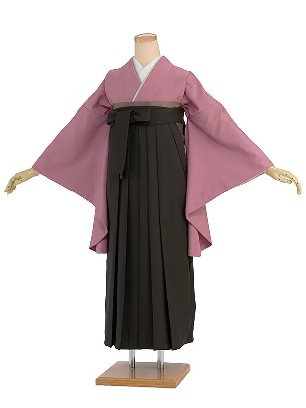 先生,教員向け袴レンタル 1395 くすみピンクパープル／チャコール袴
