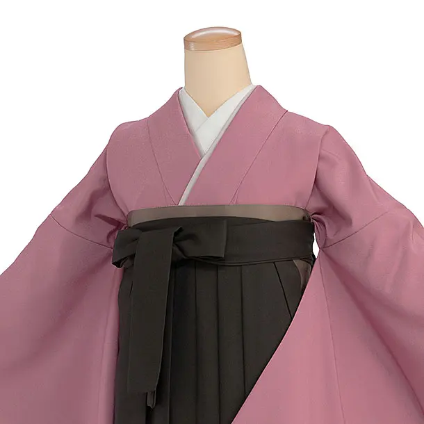 先生,教員向け袴レンタル 1396 くすみピンクパープル／チャコール袴