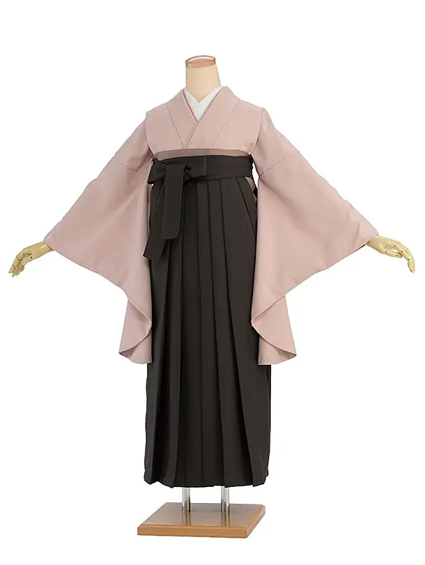 先生,教員向け袴レンタル 1397 淡くすみピンク／チャコール袴