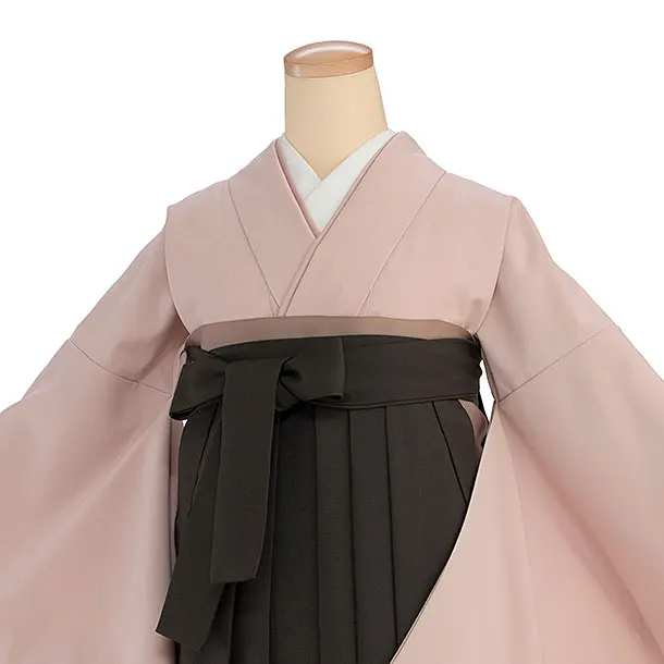 先生,教員向け袴レンタル 1397 淡くすみピンク／チャコール袴