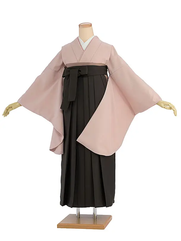 先生,教員向け袴レンタル 1398 淡くすみピンク／チャコール袴