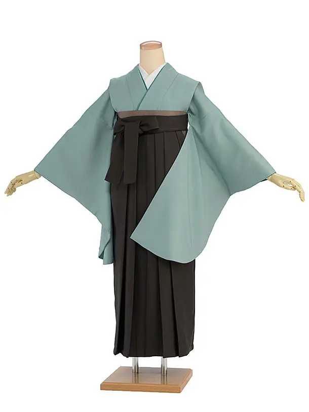 先生,教員向け袴レンタル 1399 薄青緑／チャコール袴