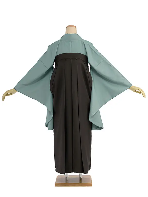 先生,教員向け袴レンタル 1399 薄青緑／チャコール袴