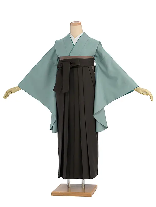先生,教員向け袴レンタル 1400 薄青緑／チャコール袴