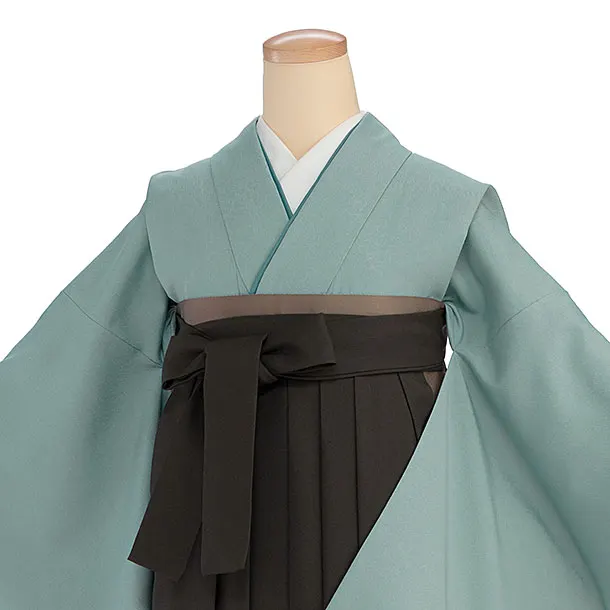 先生,教員向け袴レンタル 1400 薄青緑／チャコール袴