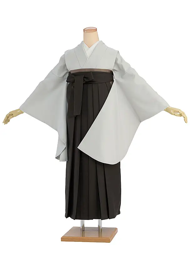 先生,教員向け袴レンタル 1401 淡グレー／チャコール袴