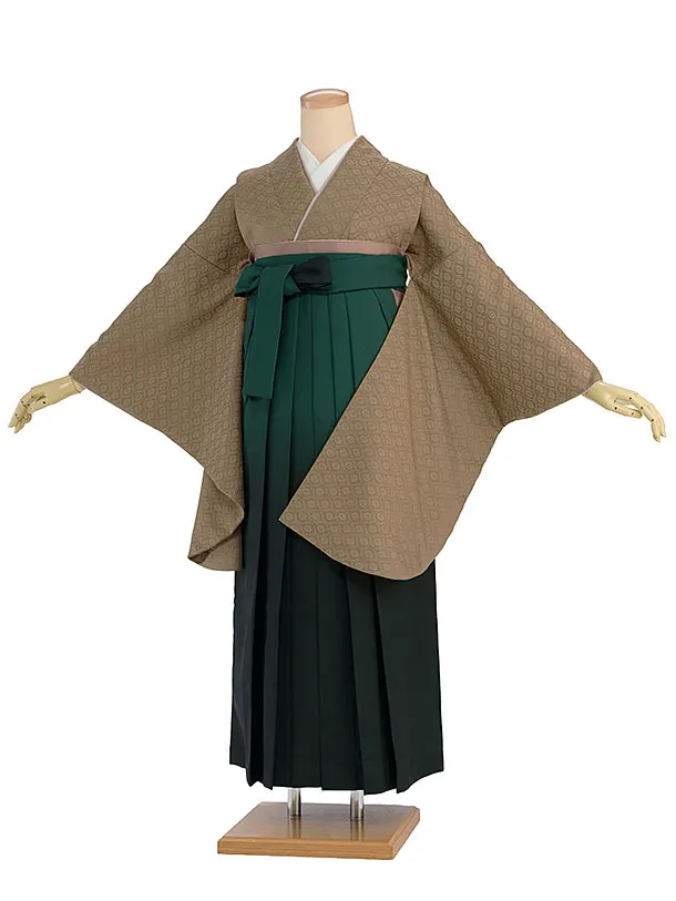 先生,教員向け袴レンタル 1403 紀州茶色／グリーンぼかし袴