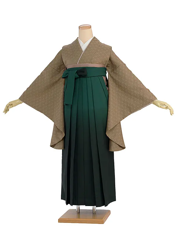 先生,教員向け袴レンタル 1403 紀州茶色／グリーンぼかし袴