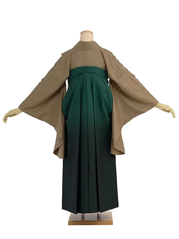 先生,教員向け袴レンタル 1403 紀州茶色／グリーンぼかし袴