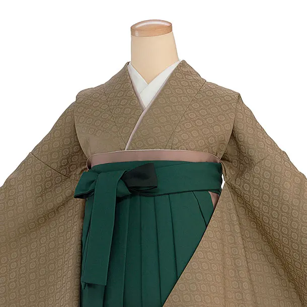先生,教員向け袴レンタル 1403 紀州茶色／グリーンぼかし袴