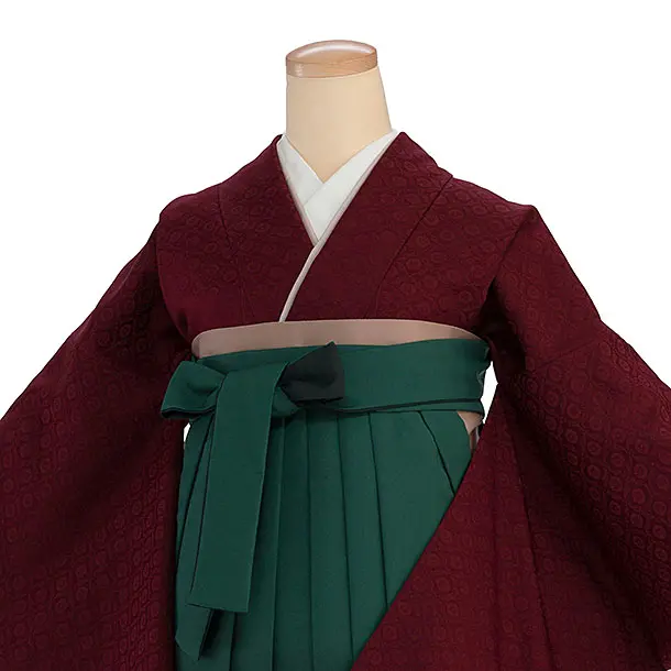 先生,教員向け袴レンタル 1404 エンジ／グリーンぼかし袴