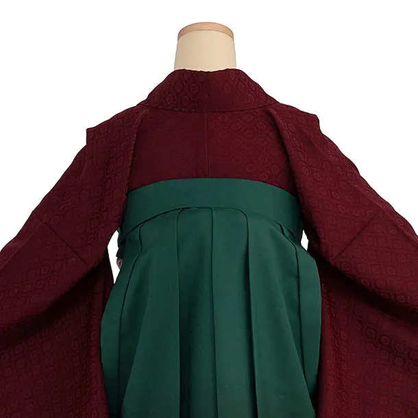 先生,教員向け袴レンタル 1405 エンジ／グリーンぼかし袴