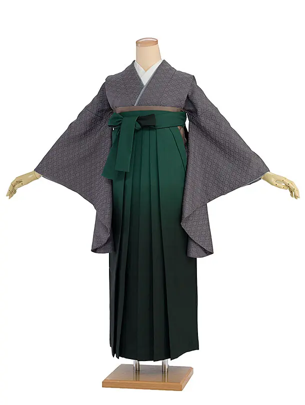 先生,教員向け袴レンタル 1406 グレー／グリーンぼかし袴