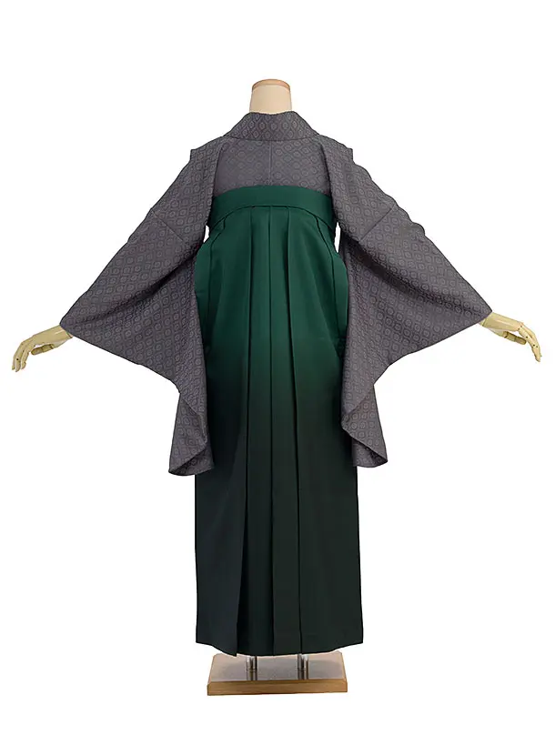 先生,教員向け袴レンタル 1406 グレー／グリーンぼかし袴