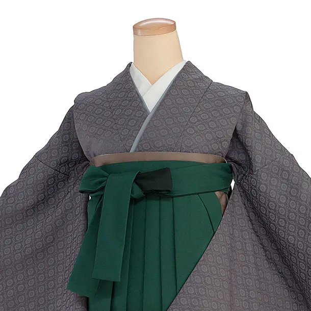 先生,教員向け袴レンタル 1406 グレー／グリーンぼかし袴