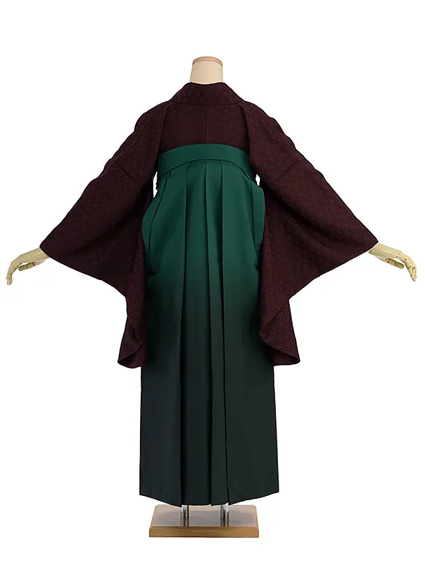 先生,教員向け袴レンタル 1407 赤茶色／グリーンぼかし袴