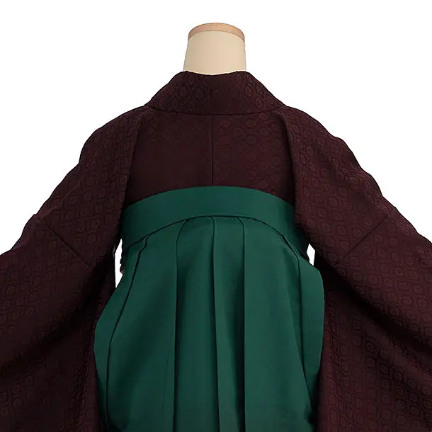 先生,教員向け袴レンタル 1407 赤茶色／グリーンぼかし袴