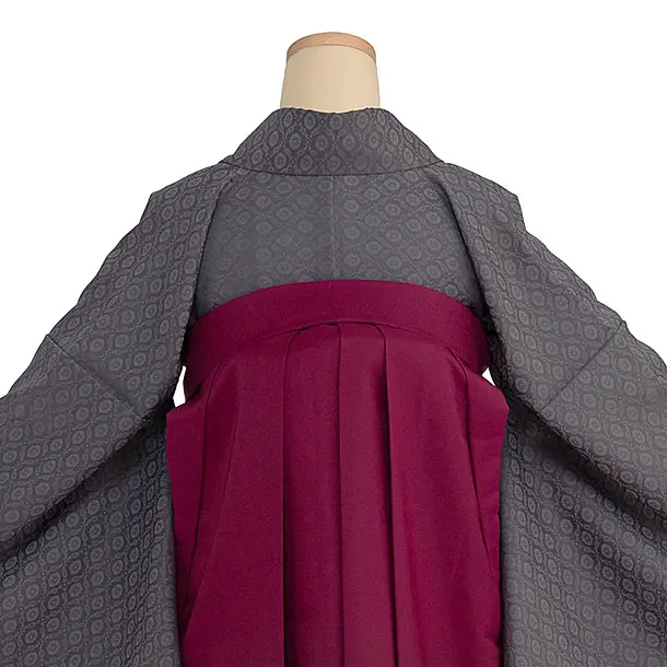 先生,教員向け袴レンタル 1409 グレー／ワインぼかし袴