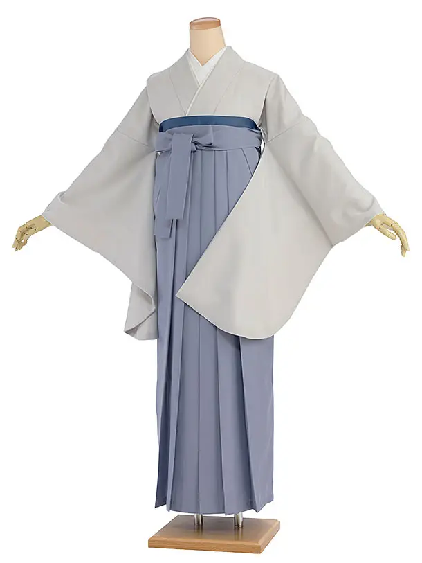 先生,教員向け袴レンタル 1414 グレー／青藤色袴
