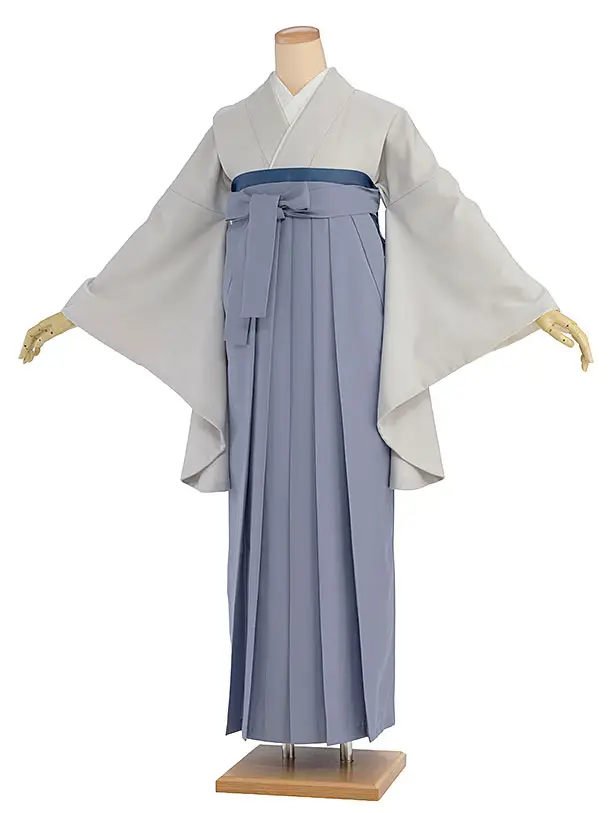 先生,教員向け袴レンタル 1414 グレー／青藤色袴