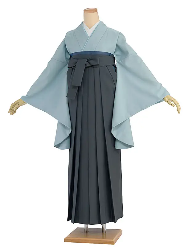 先生,教員向け袴レンタル 1416 水色／グレー袴