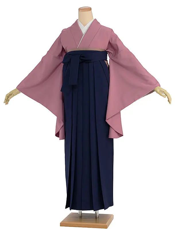 先生,教員向け袴レンタル 1418 くすみピンクパープル／紺袴