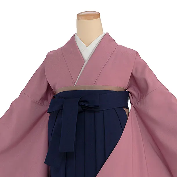 先生,教員向け袴レンタル 1418 くすみピンクパープル／紺袴
