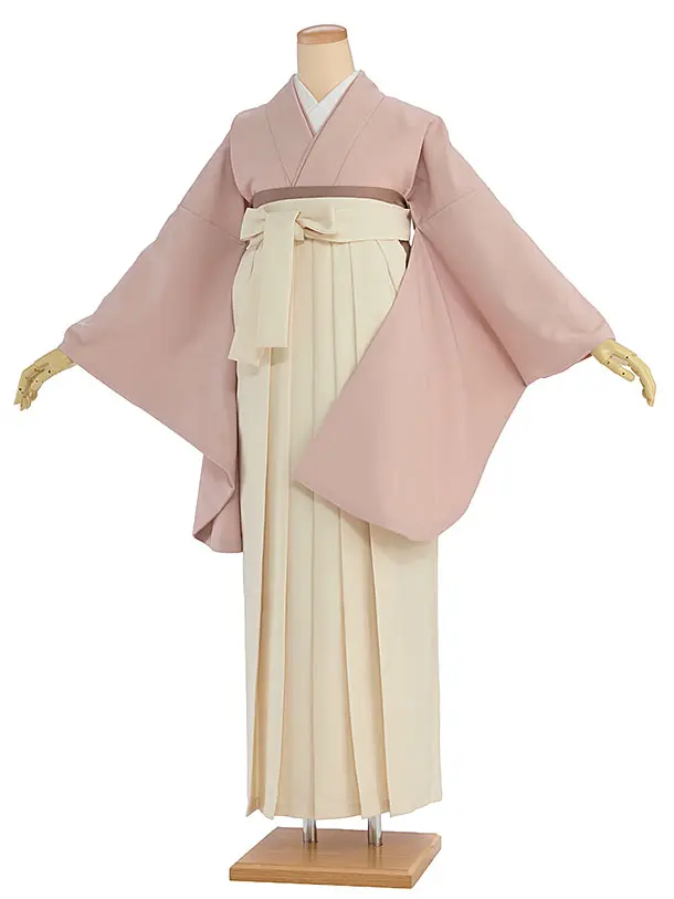 先生,教員向け袴レンタル 1420 淡くすみピンク／クリーム袴