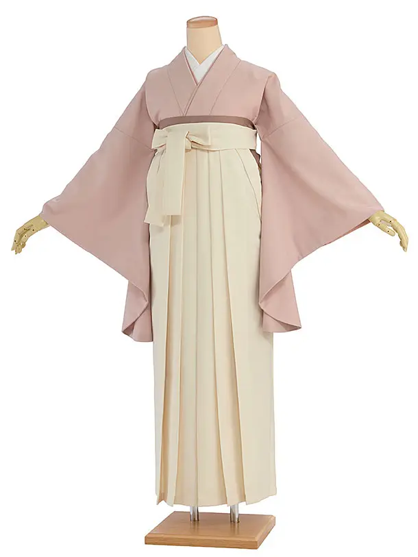 先生,教員向け袴レンタル 1420 淡くすみピンク／クリーム袴