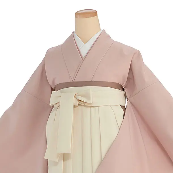 先生,教員向け袴レンタル 1420 淡くすみピンク／クリーム袴