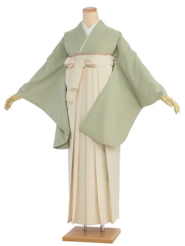 先生,教員向け袴レンタル 1421 薄青緑／クリーム袴