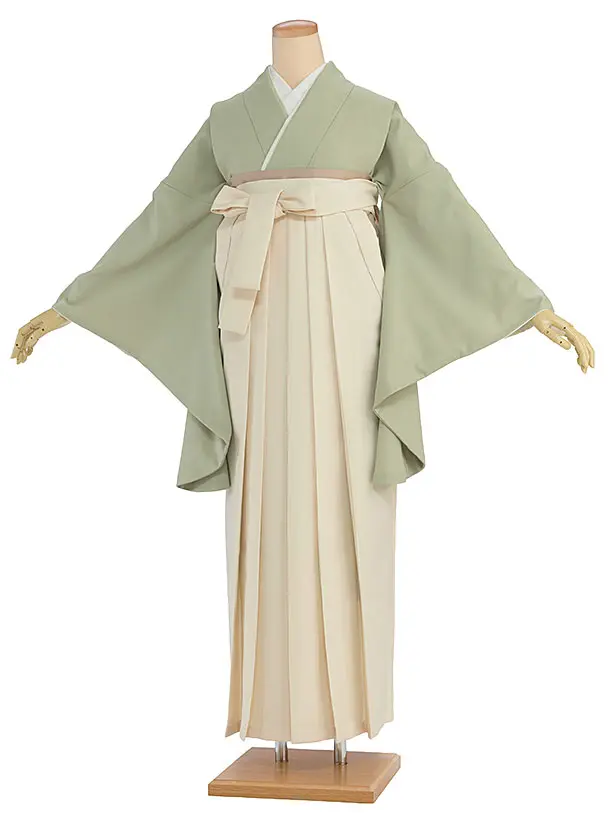 先生,教員向け袴レンタル 1421 薄青緑／クリーム袴